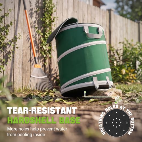23Gallon Collapsible Pop Up Camping Trash Can with Hard Bottom (Green / 23 Gallons)