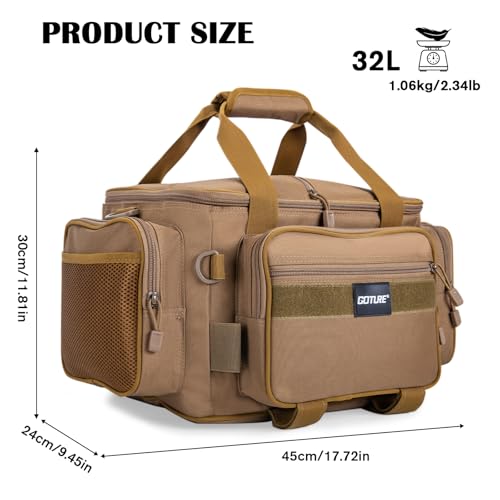 Fishing Tackle Bag (A3:Khaki(Without Trays-17.72"x11.81"x9.45") / Medium)