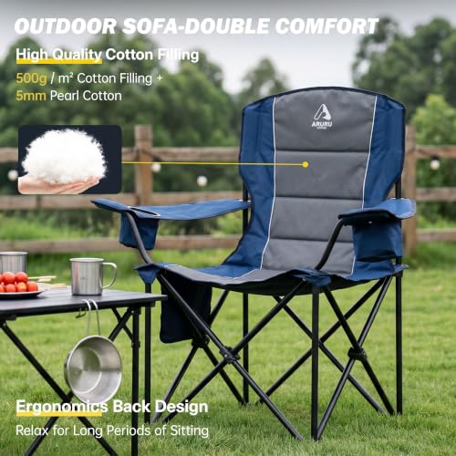 Oversized Camping Chairs for Adults (Blue-2pack)