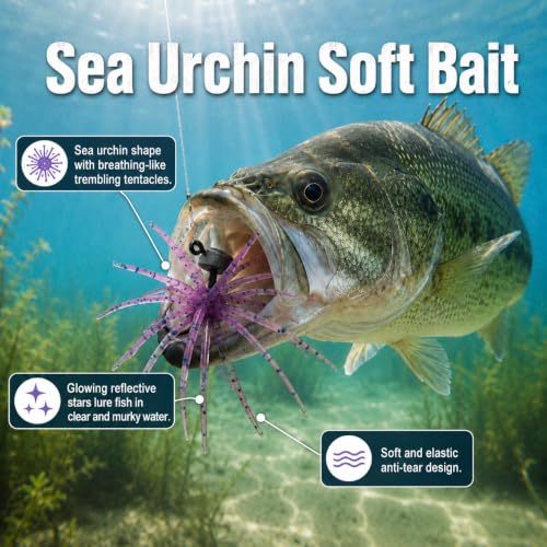 5PCS Urchin Baits for Bass Fishing (Purple Blue / 5PCS-2.7in-Small)