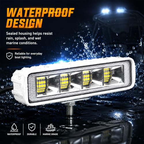 2PCS 6inch Marine Led Light Bar 12 (96W B White Housing)