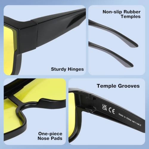 Polarized Fit Over Glasses Sunglasses for Men Women UV Protection (05-yellow)