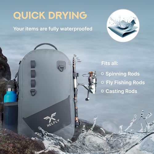 Waterproof Fishing Backpack with Rod Holder (Blue / Fishing Backpack)