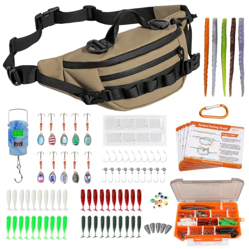 Khaki Fishing Waist Fanny Pack with Fishing Scale (Khaki)