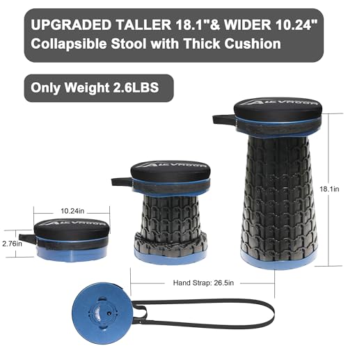 Upgraded Collapsible Stool with Cushion (Navy / 10.24*10.24*18.1 IN)