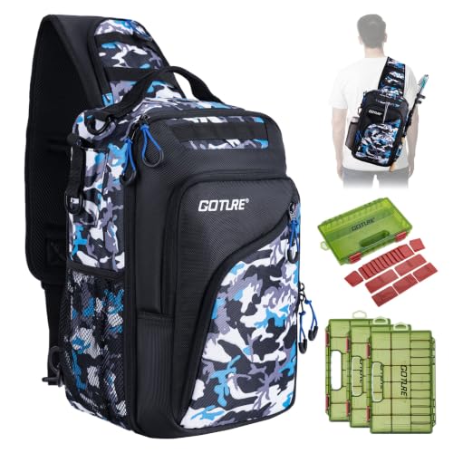 Camouflage Fishing Tackle Bag (Blue Camouflage / 1680d Double-strand Pu Backpack + (3)3600 Trays)