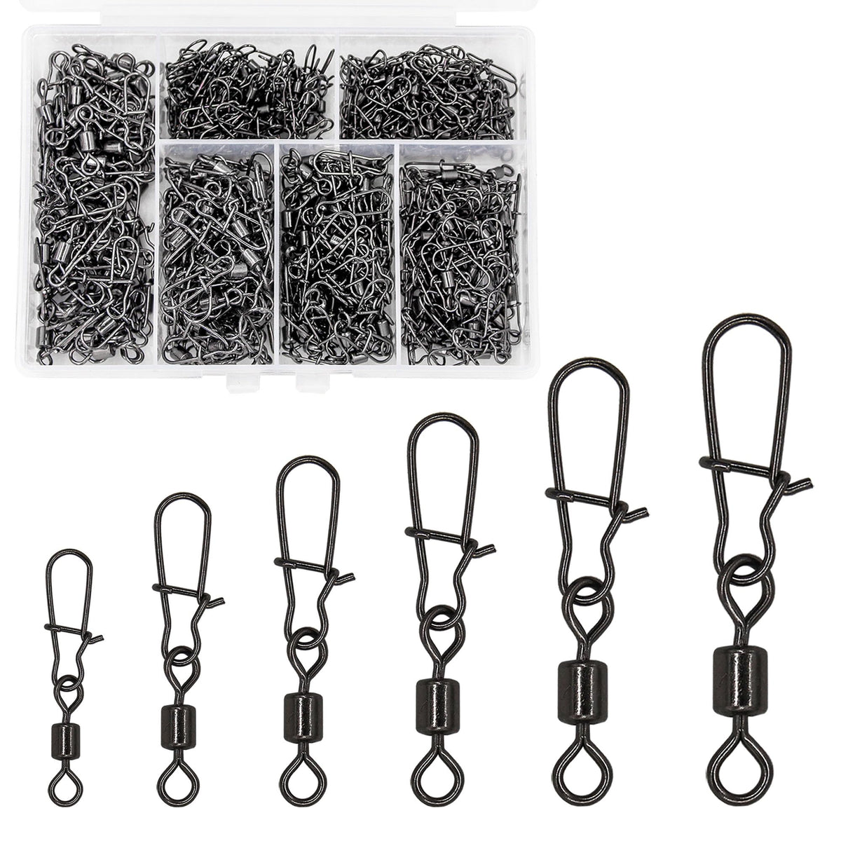 300 Pack Fishing Snap Swivels Tackles (6#(40LB)-300 Pack)
