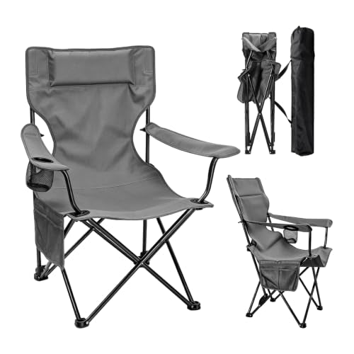 Camping Chairs 2Pack Beach Outdoor Chair for Adults Folding Lawn Chair with Cup Holder and Adjustable Backrest Carry Bag Included for Tailgating