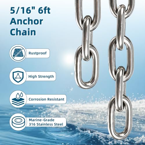 Boat Anchor Rope and Chain Kit (5/8 Inch 100 FT Rope with 5/16Inch 6FT Chain)