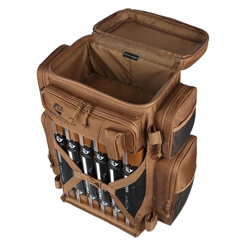 Evolution Fishing Drift Series 3700 Tackle Backpack with QuikLatch System & 2 Rod Holders (3700 / Coyote)