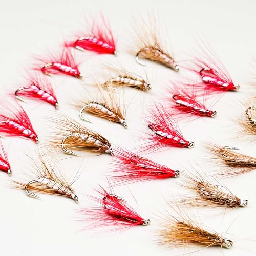 10Pieces Fly Fishing Flies Lure Artificial Insects Winged Caddis (Brown&Red)