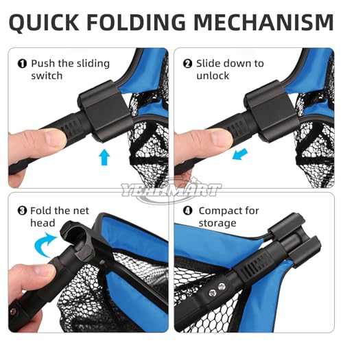 Floating Fishing Net Foldable Landing Net with Handle (39.3" Total Length (Telescopic Handle))