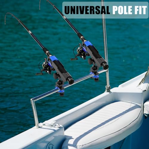 Clamp On Fishing Rod Holder for Boat Adjustable Rail Mount Pole Rack (Black)