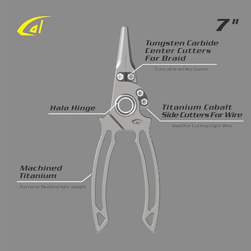 7 Inch Titanium Dual Cutter Fishing Pliers with Sheath and Lanyard (Dual Cutter)