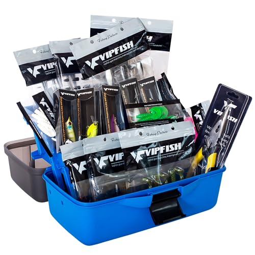 Fishing Tackle Box with Tackle Included Lures (Blue)