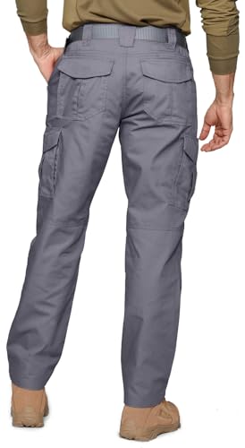 Cargo Work Pants for Men Ripstop Tactical Pants Lightweight Water Resistant EDC Hiking Carpenter Hunting Pants with Multi Pockets Dark Grey 38Wx30L (Dark Grey / 38W x 30L)