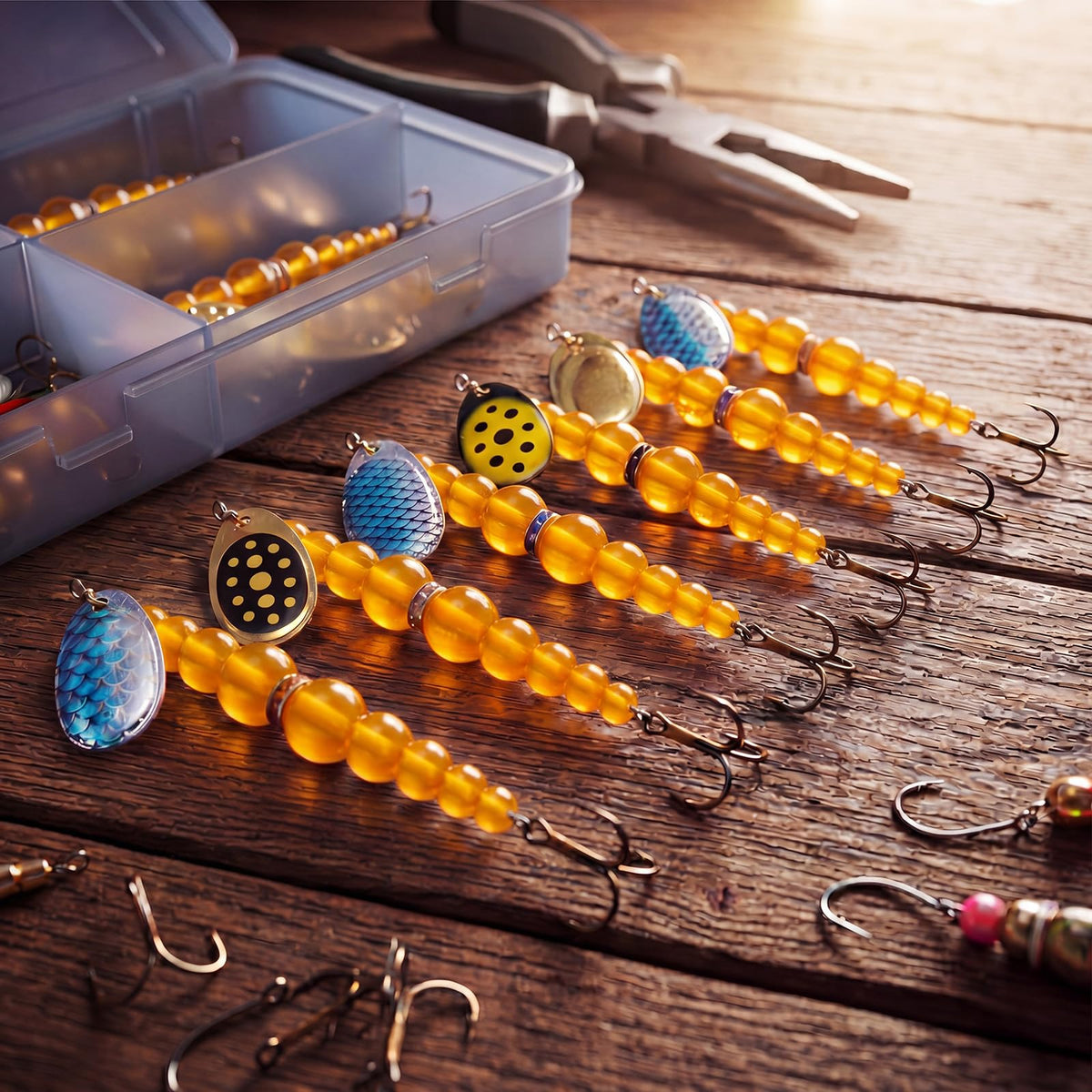 160 Pcs Fishing Beads 12 Pcs Stacked Fishing Beads (Yellow)