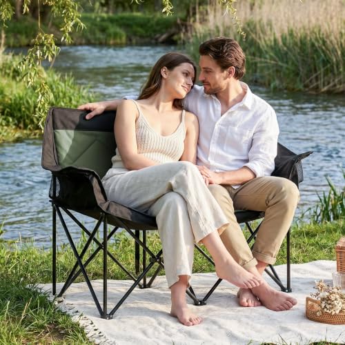 Oversized Double Camping Chairs 2 Person Folding Loveseat
