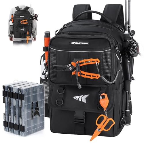 BaitSpace 50L Fishing Backpack with 4 Tackle Boxes