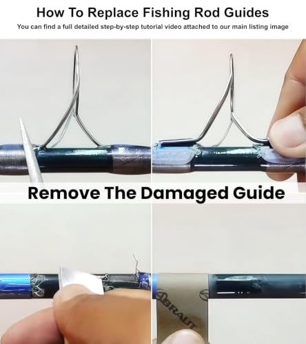 Fishing Rod Guide Replacement Kit 8‑Size for Fishing Rod Repair (Black Spinning guides kit)
