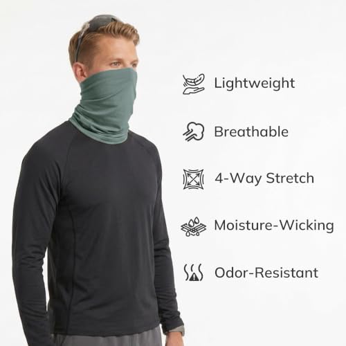 Unisex UPF 50+ Bamboo Viscose Neck Gaiter 2 Pack (Black/Oil Grey)