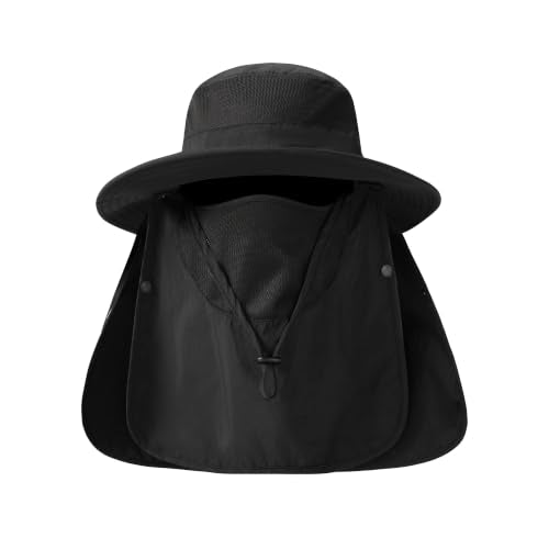 Men's Sun Hat Fishing Hat Boonie Hat UPF 50+ Wide Brim Outdoor Work Hat with Breathable Mesh and Chin Strap for Outwork