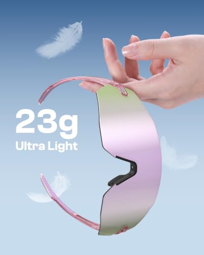 Rimless Running Cycling Sunglasses for Men Women UV400 (Lavender)