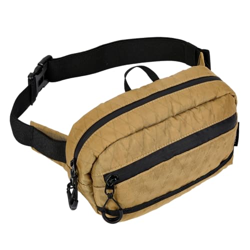 RFID Blocking Fanny Packs for Women and Men Waterproof Crossbody Waist Pack (Khaki)