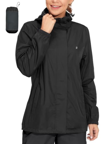 Women's Packable Waterproof Hooded Rain Jacket