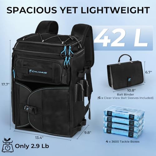 GearMaster Fishing Tackle Backpack with Bait Binder