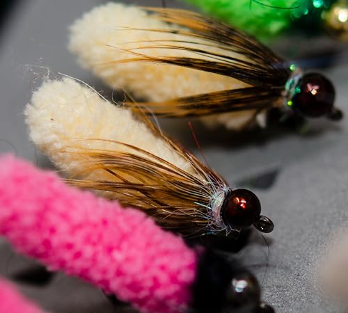 36 Premium Hand Tied Mop Flies Assortment with Waterproof Fly Box (36 Tungsten Mop Flies with Fly Box)