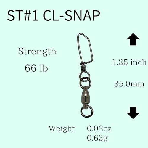 Ball Bearing Swivels with Coastlock Snap Fishing Swivel Made in Japan (#1 (66lb) 20pcs)