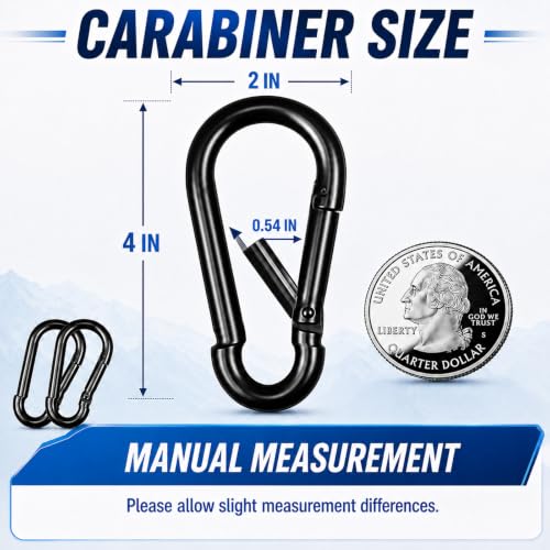 25PCS 4" Hevy Duty Carabiner Clips (Black / M10-25PCS)