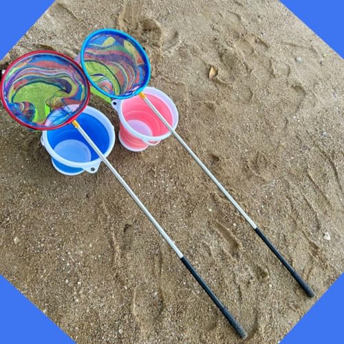 FishingNet2PieceSetRetractableNet forCatchingFrogs andTadpoles (Blue + Pink / 68.5)