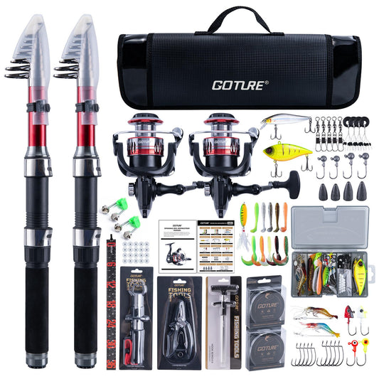 2 Pack Fishing Rod and Reel Combo with Carrier Bag (A8:2PCS Fishing Pole Kit with Carrier Bag / 2.4M/8FT)