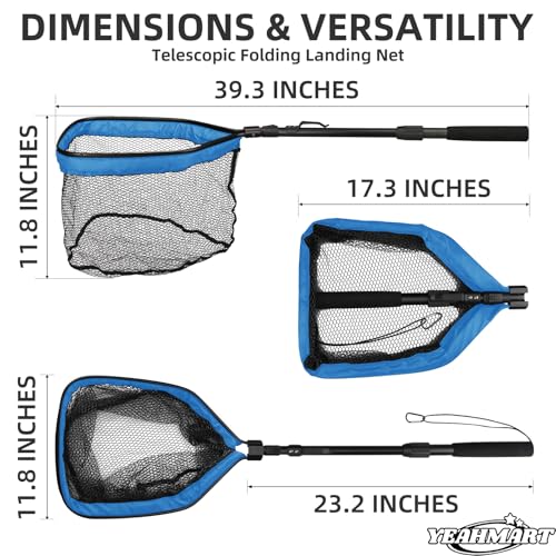 Floating Fishing Net Foldable Landing Net with Handle (39.3" Total Length (Telescopic Handle))