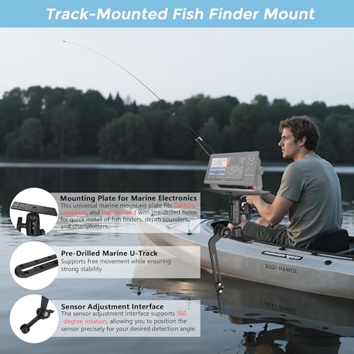 Kayak Fish Finder Mount with Adjustable Transducer Mounting Arm (Large)