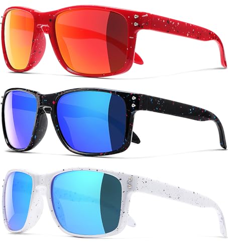 3 Pack Kids Sunglasses Polarized UV Protection Shades for Boys and Girls (A06-red+blackblue+whiteblue)