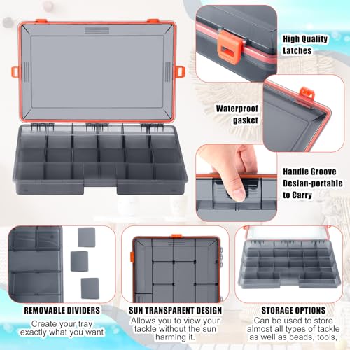 12 Pack Fishing Tackle Box Waterproof 3600 Tackle Tray (Orange / 3600)