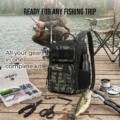 Fishing Sling Bag with 3500 Tackle Box & Fishing Gear