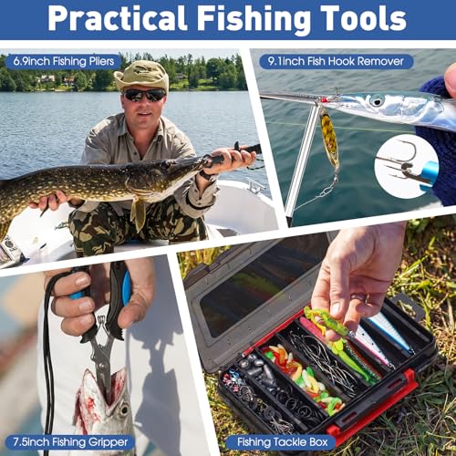 256 Pcs Fishing Backpack with Tackle Box Gears