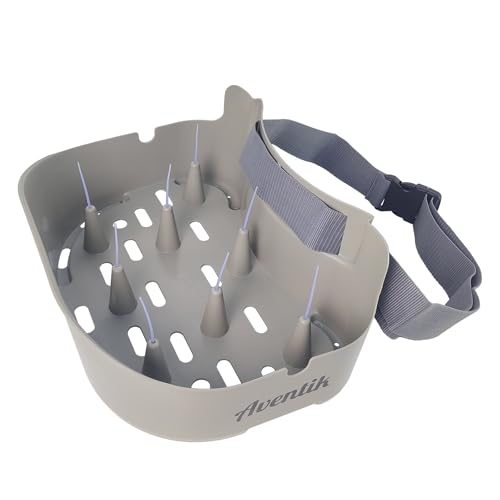Fly Line Basket Authentic Danish Fisker Design Fishing Stripping Basket Ergonomic Smooth Curved Super Light Tangles with Silicone Spike (New Grey)