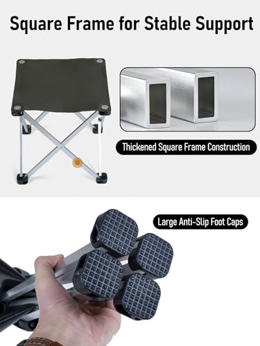 Compact Camping Folding Stool Aluminum Alloy Portable Stool (Green)