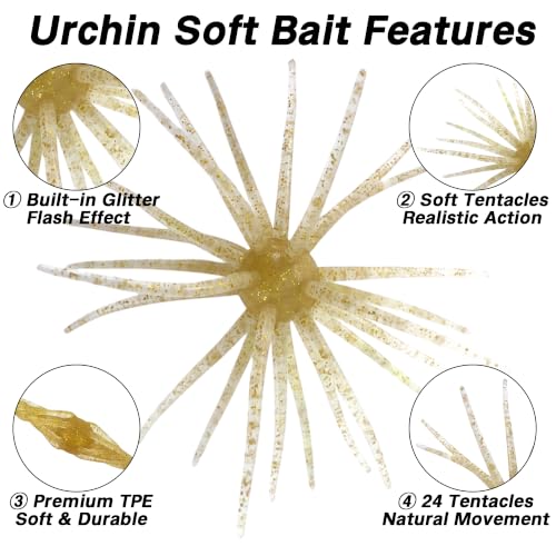 Urchin Bait for Bass Fishing (Clear Water Mix - 4.1" - 9PCS)