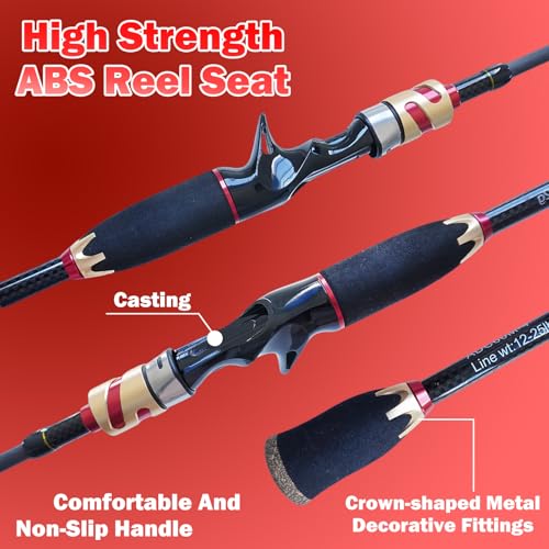 4 Piece Carbon Travel Fishing Rod (RED/black / I-RED-CAST6')