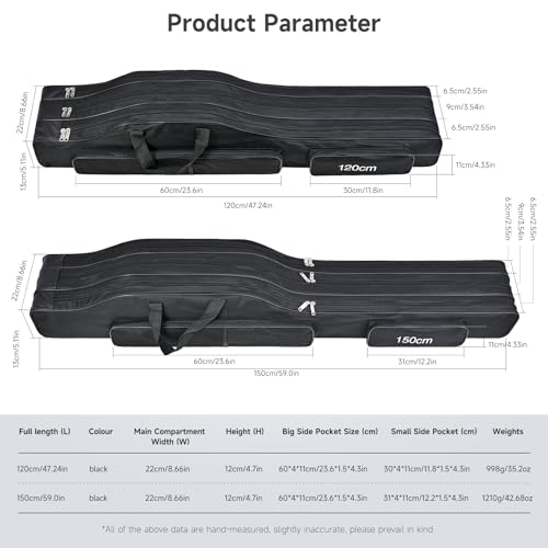 Portable 3 Layers Fishing Pole Bag Durable Oxford Folding Fishing Rod Reel Carry Case Tackle Storage Bag Case Waterproof Camouflage Travel Fishing Carrier