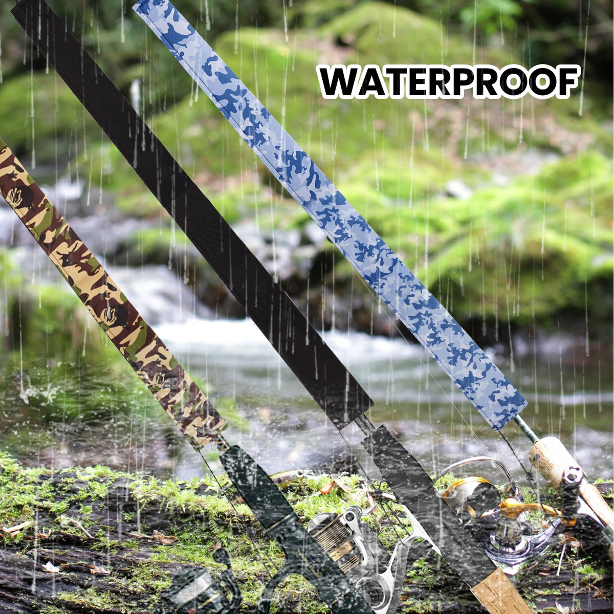 Neoprene Fishing Rod Sleeve Rod Socks for Casting (60" / 2-Black)