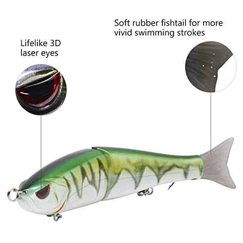 SwimShad Glide Baits Jointed Swimbait Bass Pike Salmon Trout Muskie Fishing Lure (Firetiger / 4.5in/0.65oz)