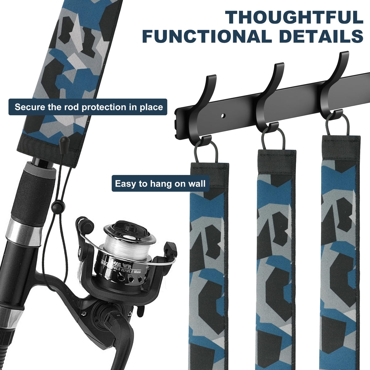 Neoprene Fishing Rod Sleeve Rod Socks for Casting (69" / Dark Camo)