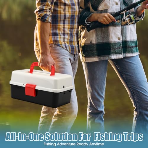 3 Layers Fishing Tackle Box 414 Pcs Fishing Gift Lures Gear Kit with Tackle Included Pliers Lip Gripper Bait Hook Accessories for Beginner Fisherman Women Men